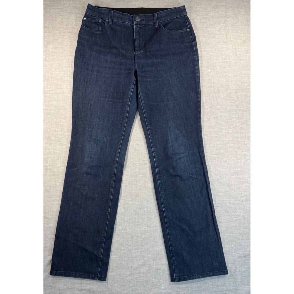 Chicos Fabulously Slimming Straight Leg Jeans Dark Wash Blue Size 0.5 Regular